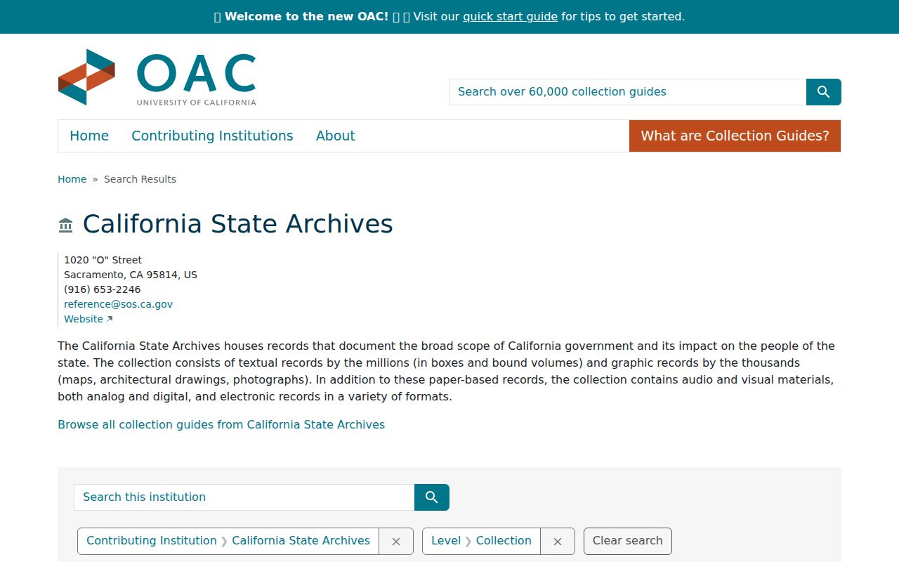 Palo Alto city directory view of California State Archives finding aids
