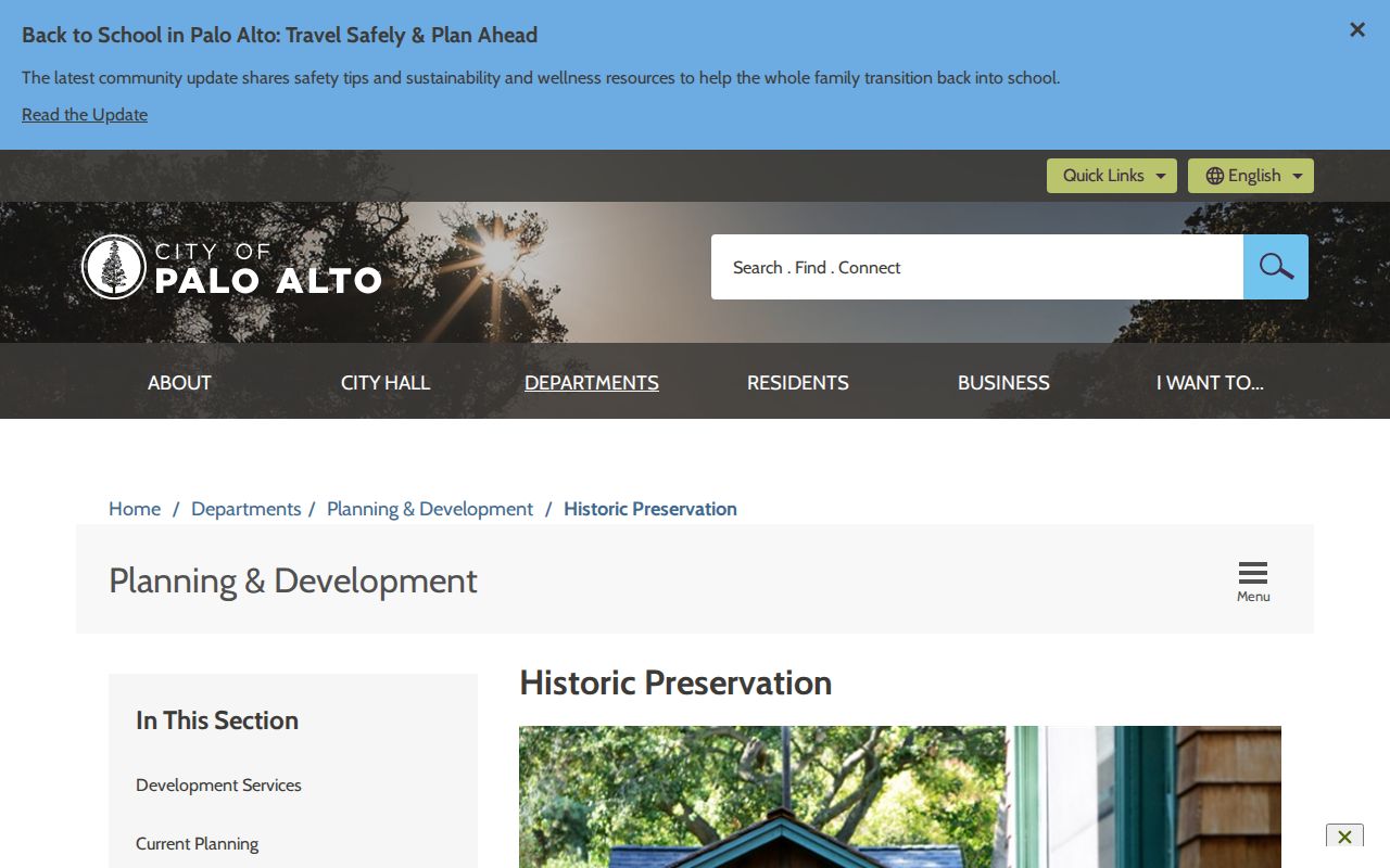 Palo Alto street directory view of local historic property research