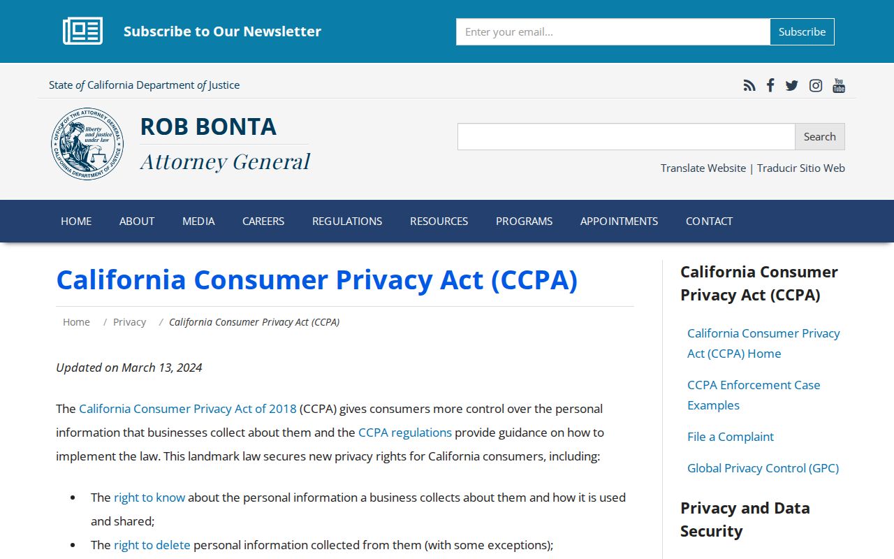 Palo Alto ZIP code directory view of California consumer privacy guidance